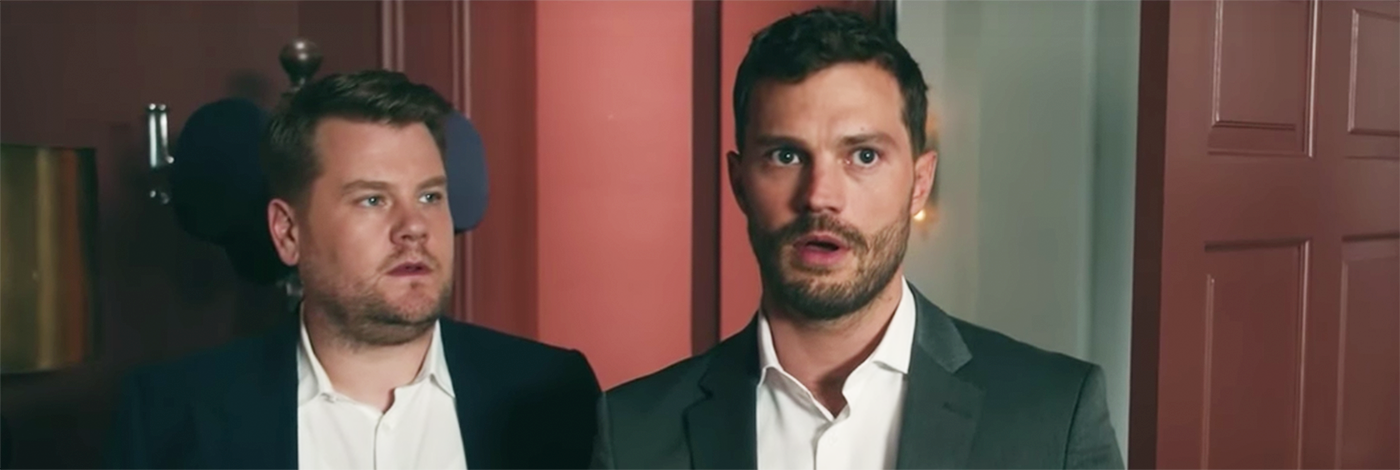 SO WITZIG! James Corden und Jamie Dornan drehen die Spielzimmer-Szene von „50 Shades of Grey“ nach