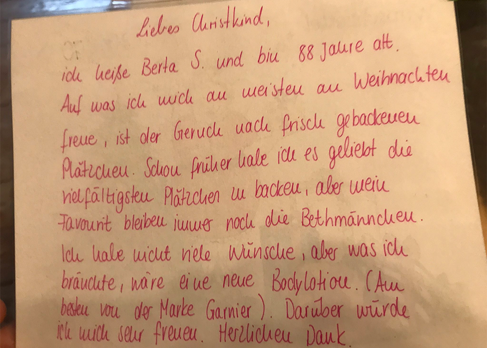Wunschzettel von Senioren gehen viral